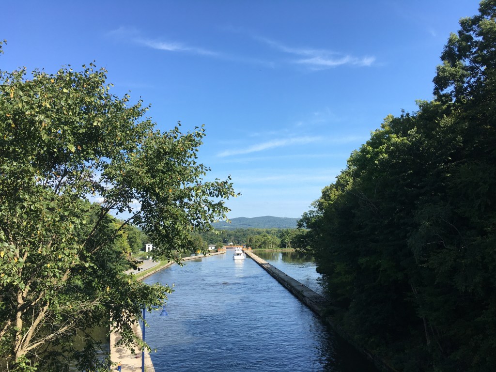 Boat passing through the Erie Canal
